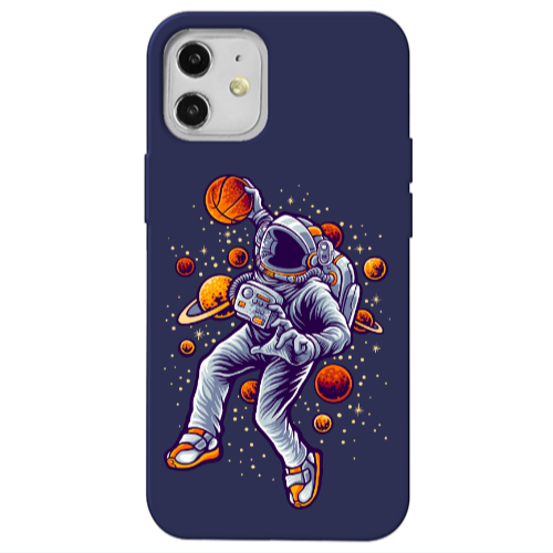 Apple iPhone 12 Space Basketball Dark blue Colored Silicone TPU Θήκη