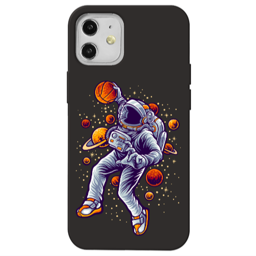 Apple iPhone 12 Space Basketball Black Colored Silicone TPU Θήκη