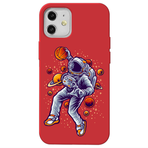 Apple iPhone 12 Space Basketball Red Colored Silicone TPU Θήκη