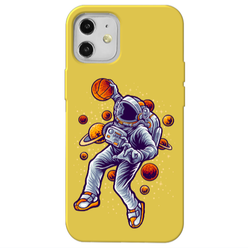 Apple iPhone 12 Space Basketball Yellow Colored Silicone TPU Θήκη