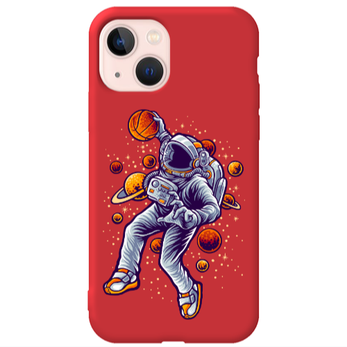 Apple iPhone 13 Space Basketball Red Colored Silicone TPU Θήκη