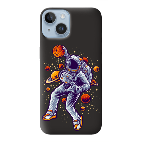 Apple iPhone 14  Space Basketball Black Colored Silicone TPU Θήκη