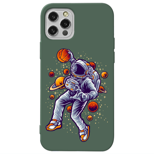 Apple iPhone 12 Pro Space Basketball Dark Green Colored Silicone TPU Θήκη