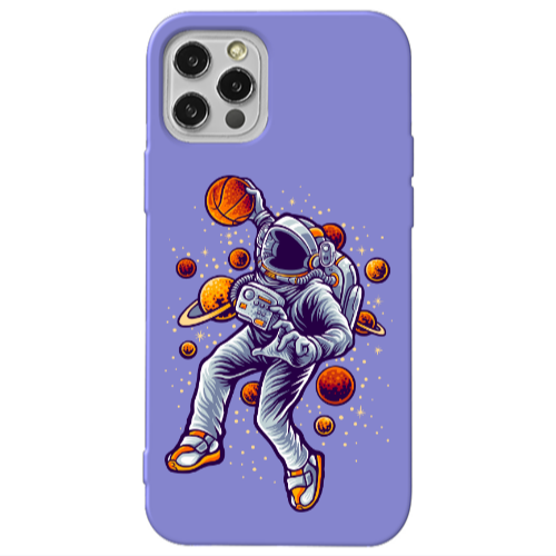 Apple iPhone 12 Pro Max Space Basketball Purple Colored Silicone TPU Θήκη