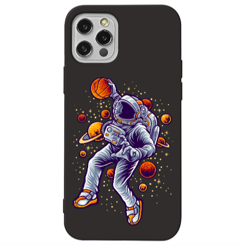 Apple iPhone 12 Pro Max Space Basketball Black Colored Silicone TPU Θήκη