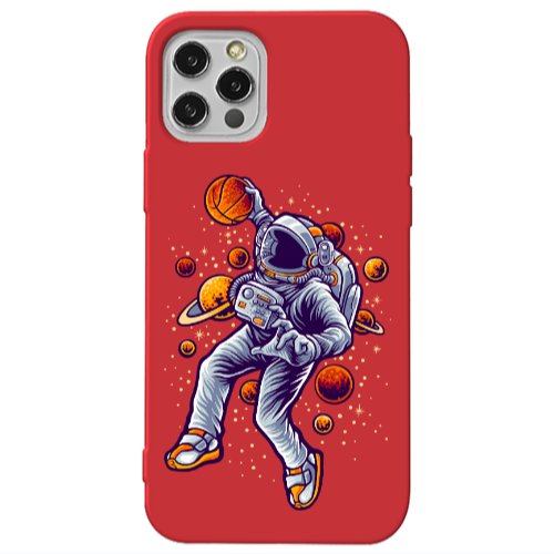 Apple iPhone 12 Pro Max Space Basketball Red Colored Silicone TPU Θήκη