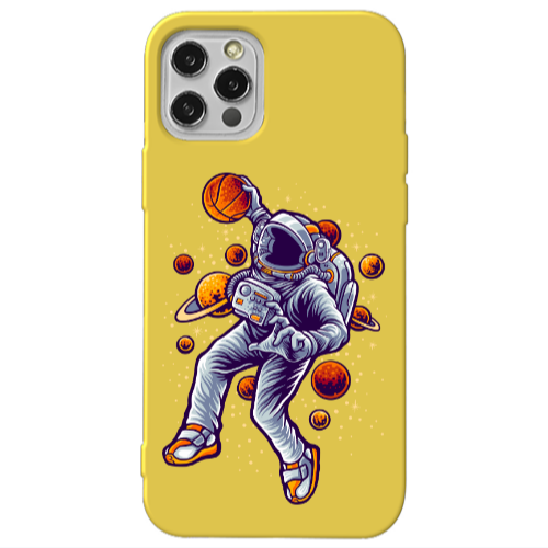 Apple iPhone 12 Pro Max Space Basketball Yellow Colored Silicone TPU Θήκη