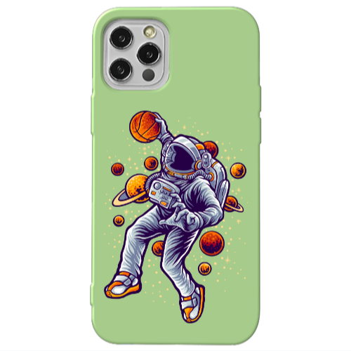 Apple iPhone 12 Pro Max Space Basketball Light Green Colored Silicone TPU Θήκη