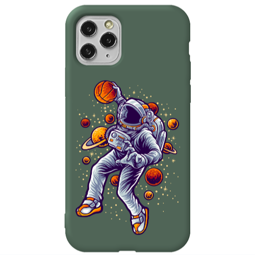 Apple iPhone 11 Pro Max Space Basketball Dark Green Colored Silicone TPU Θήκη