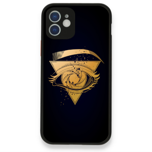 Apple iPhone 12 Triangular gold eye Black Glossy Θήκη