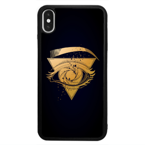 Apple iPhone X Triangular gold eye Black Glossy Θήκη