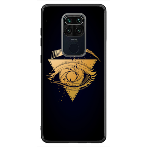 Xiaomi Redmi Note 9 Triangular gold eye Black Glossy Θήκη