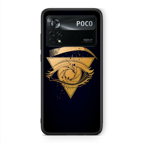 Xiaomi Poco X4 Pro Triangular gold eye Black Glossy Θήκη