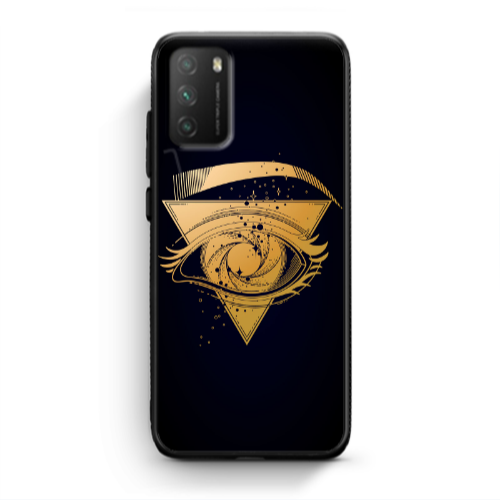 Xiaomi Poco M3 Triangular gold eye Black Glossy Θήκη
