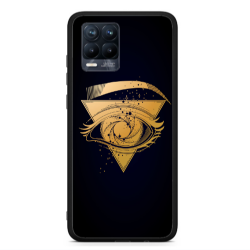 Realme 8  Triangular gold eye Black Glossy Θήκη