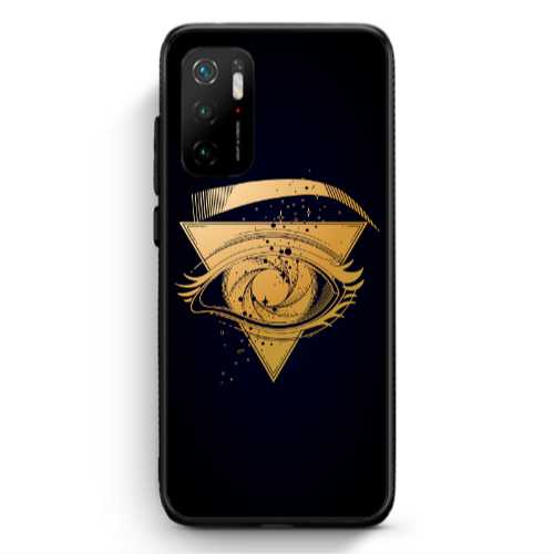 Xiaomi Poco M3 Pro Triangular gold eye Black Glossy Θήκη