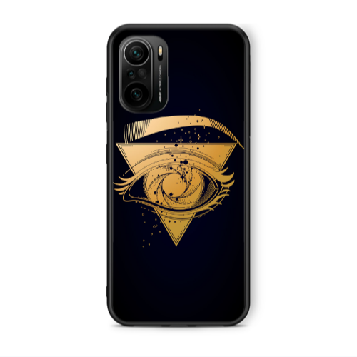 Xiaomi Poco F3 Triangular gold eye Black Glossy Θήκη