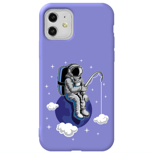 Apple iPhone 11  Fishing space Purple Colored Silicone TPU Θήκη