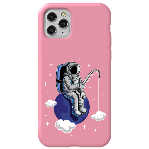 Apple iPhone 11 Pro Fishing space Pink Colored Silicone TPU Θήκη