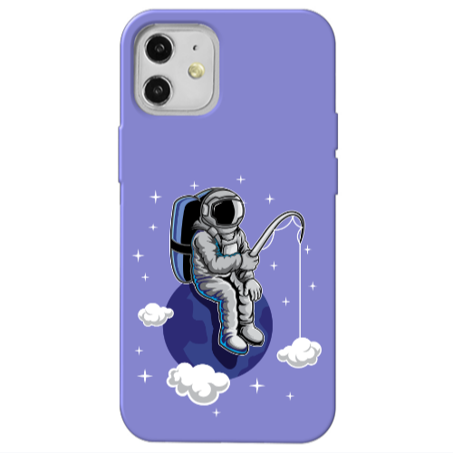 Apple iPhone 12 Fishing space Purple Colored Silicone TPU Θήκη