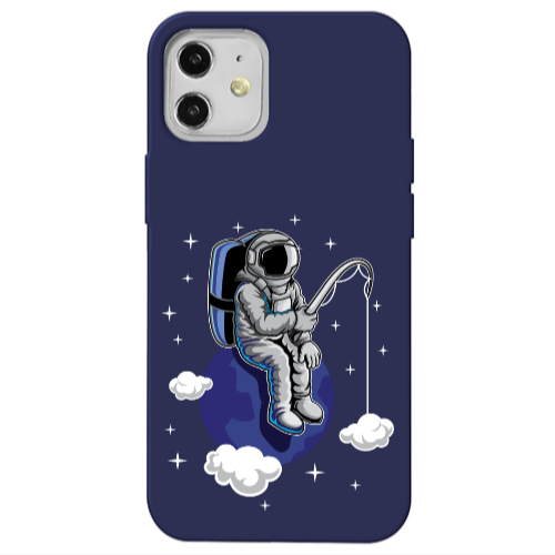Apple iPhone 12 Fishing space Dark blue Colored Silicone TPU Θήκη