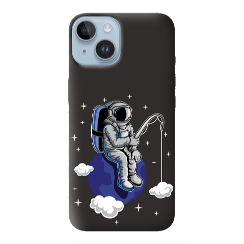 Apple iPhone 14  Fishing space Black Colored Silicone TPU Θήκη