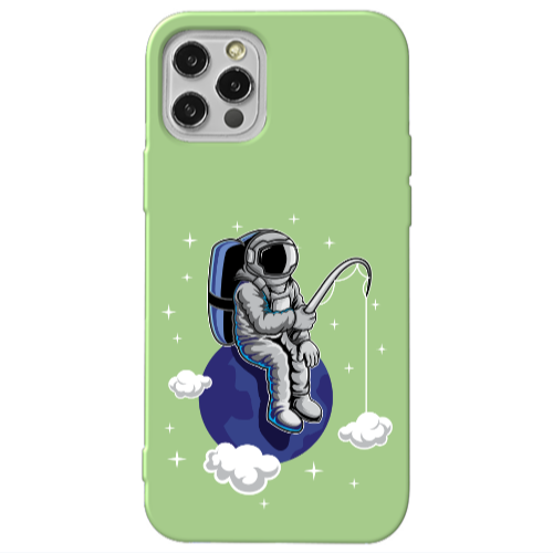 Apple iPhone 12 Pro Fishing space Light Green Colored Silicone TPU Θήκη