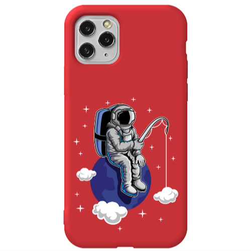 Apple iPhone 11 Pro Max Fishing space Red Colored Silicone TPU Θήκη