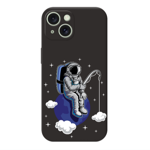 Apple iPhone 15 Fishing space Black Colored Silicone TPU Θήκη