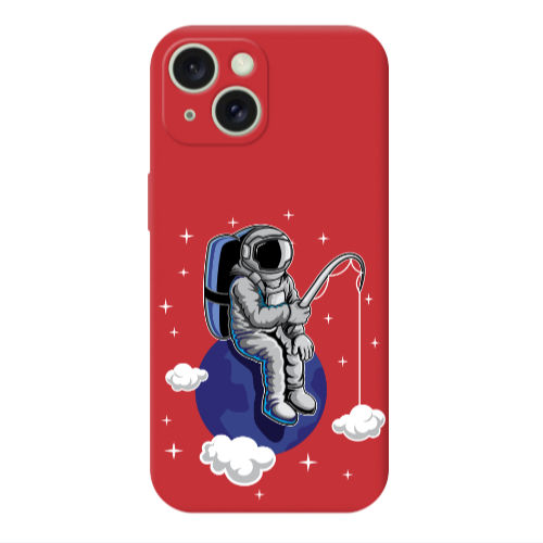 Apple iPhone 15 Fishing space Red Colored Silicone TPU Θήκη