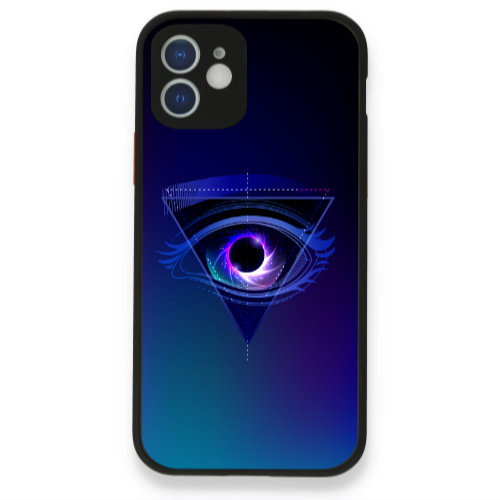 Apple iPhone 12 Triangular blue eye Black Glossy Θήκη