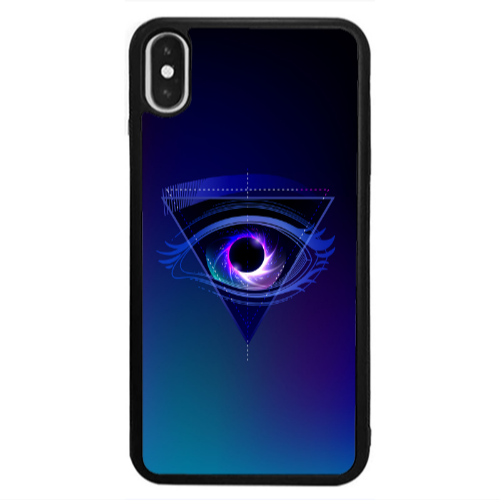 Apple iPhone X Triangular blue eye Black Glossy Θήκη