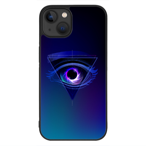 Apple iPhone 13 Mini Triangular blue eye Black Glossy Θήκη