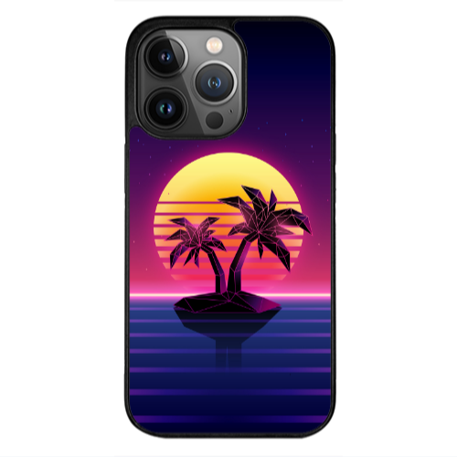 Apple iPhone 13 Pro Max Moon and Palmie Black Glossy Θήκη