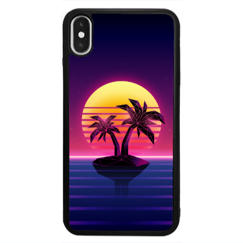 Apple iPhone Xs Max Moon and Palmie Black Glossy Θήκη