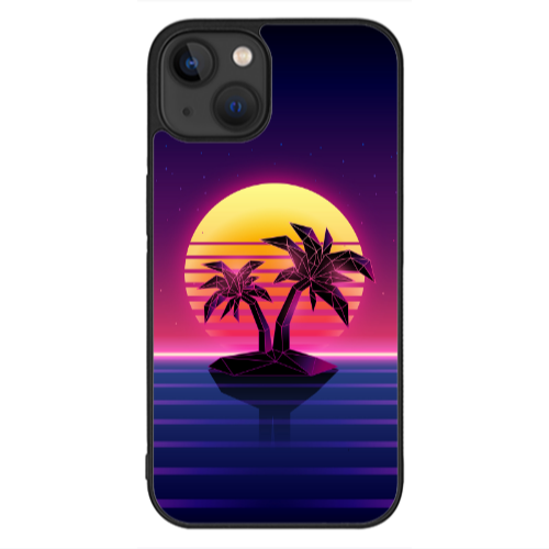 Apple iPhone 13 Mini Moon and Palmie Black Glossy Θήκη