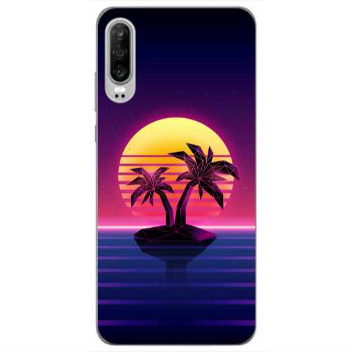 Huawei P30 Moon and Palmie Transparent Silicone TPU Θήκη