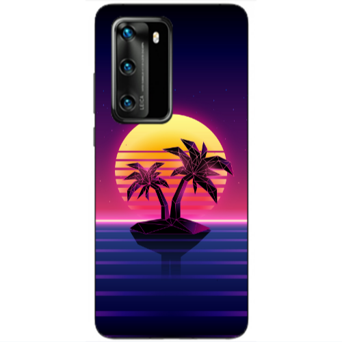 Huawei P40 Moon and Palmie Transparent Silicone TPU Θήκη