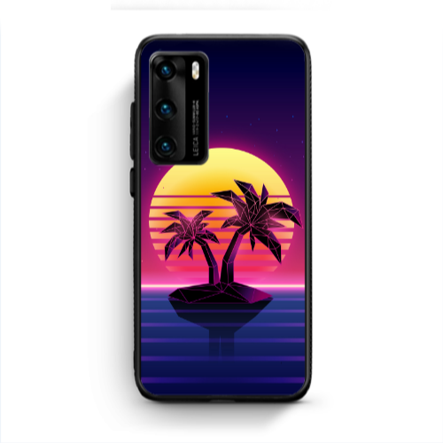 Huawei P40 Moon and Palmie Black Glossy Θήκη