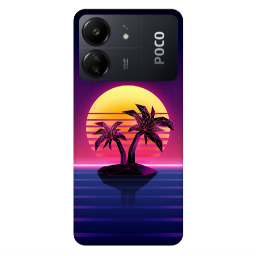 Xiaomi Poco C65 Moon and Palmie Transparent Silicone TPU Θήκη