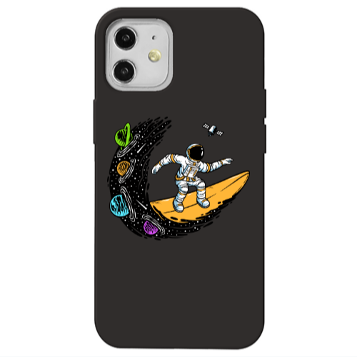 Apple iPhone 12 Surf in space Black Colored Silicone TPU Θήκη
