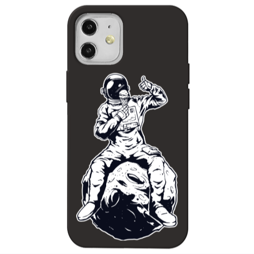 Apple iPhone 12 ice cream in space Black Colored Silicone TPU Θήκη
