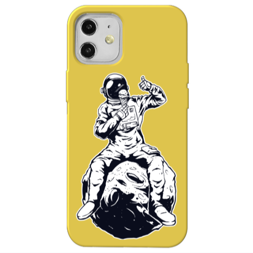Apple iPhone 12 ice cream in space Yellow Colored Silicone TPU Θήκη