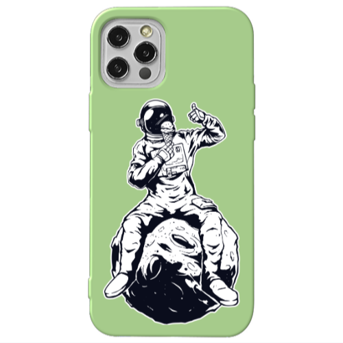 Apple iPhone 12 Pro Max ice cream in space Light Green Colored Silicone TPU Θήκη