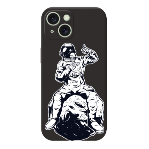 Apple iPhone 15 ice cream in space Black Colored Silicone TPU Θήκη