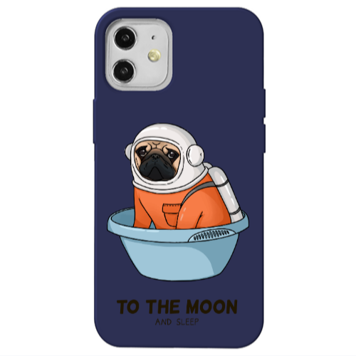 Apple iPhone 12 To the moon Dark blue Colored Silicone TPU Θήκη