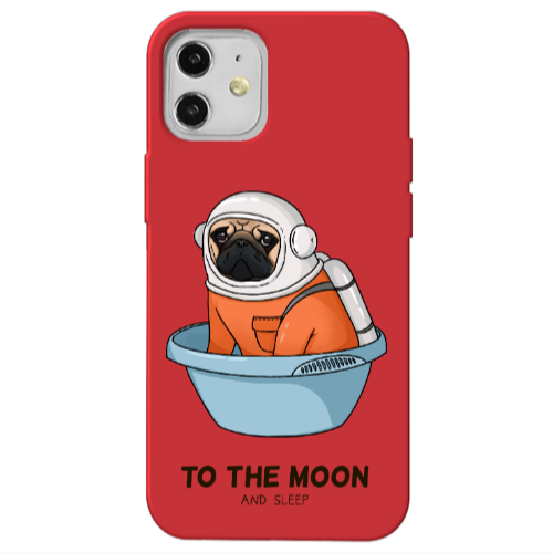 Apple iPhone 12 To the moon Red Colored Silicone TPU Θήκη