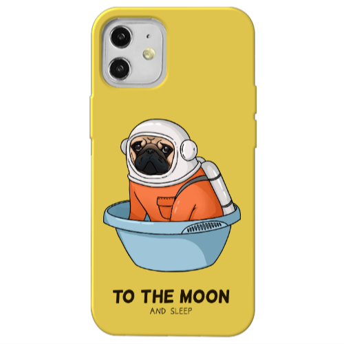Apple iPhone 12 To the moon Yellow Colored Silicone TPU Θήκη
