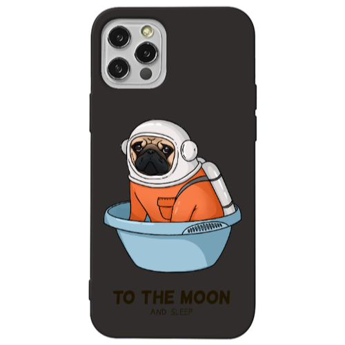 Apple iPhone 12 Pro To the moon Black Colored Silicone TPU Θήκη