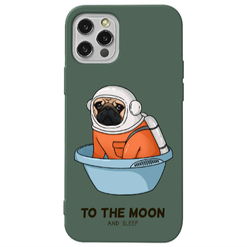 Apple iPhone 12 Pro To the moon Dark Green Colored Silicone TPU Θήκη